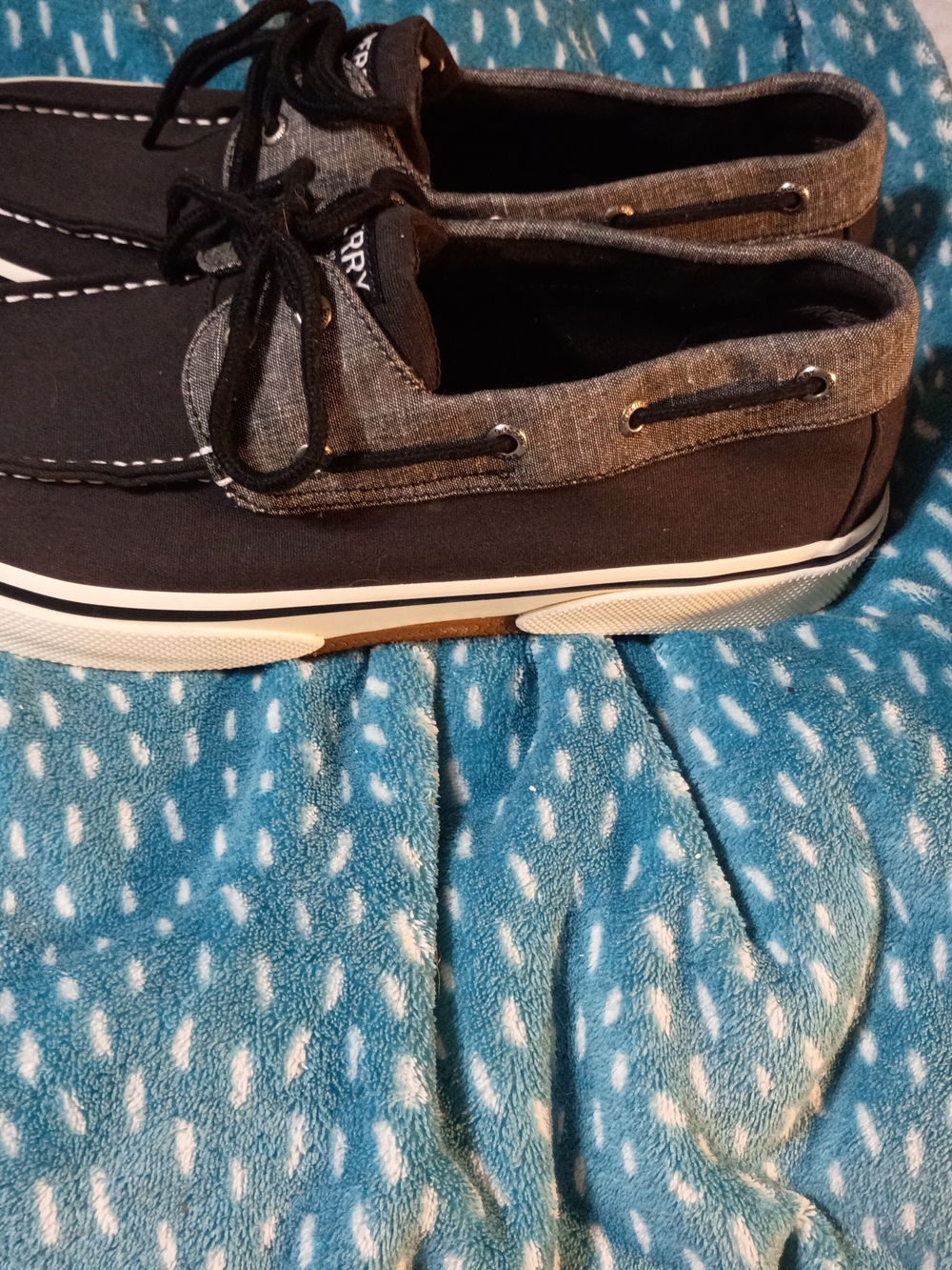 Sperry Black and Gray Canvas Boat Shoes